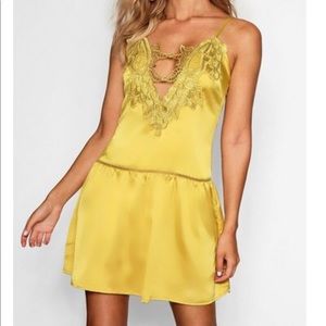 Crochet Plunge Drop-Waist Slip Dress